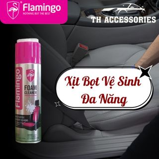 Chai Xịt Tẩy Vệ Sinh Đa Năng FLAMINGO F002 650ml Kèm Bàn Chải - Làm Sạch Ghế Da, Nỉ, Taplo Ô Tô