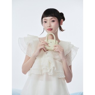 Áo OLV suông cổ V phối bèo nữ tính tiểu thư Ivory Chiffon Ruffled Vneck Top phù hợp đi chơi