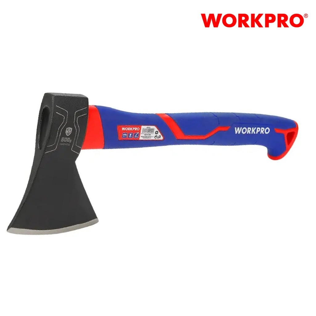 Búa rìu 600g, cán bọc cao su WORKPRO WP241043, lưỡi rìu bằng thép rèn sắc bén, bền bỉ - Hàng chuẩn chính hãng