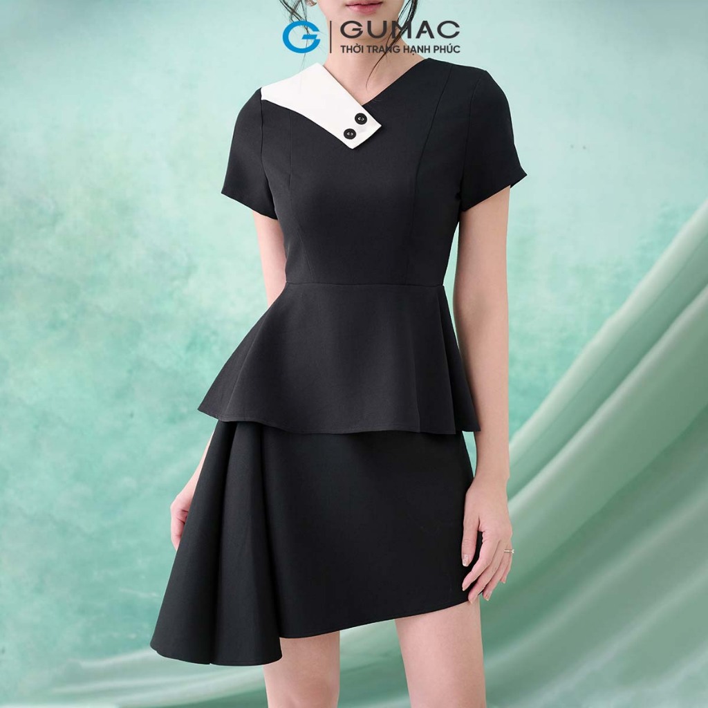 Set lẻ Áo peplum phối cổ  AF07046 - Chân váy nữ GUMAC xòe đổ sườn  VF07045