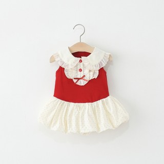Đầm bí xòe sát nách cổ dún bèo thun cotton mỏng mùa hè cho bé gái 6th-3 tuổi D1189 Bí Ngô Nhỏ