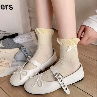 Set 5 đôi tất lolita phối nơ GOMTAT, vớ nữ phối nơ họa tiết chấm bi phong cách Hàn Quốc hot trend - ZFK-B011-CB5