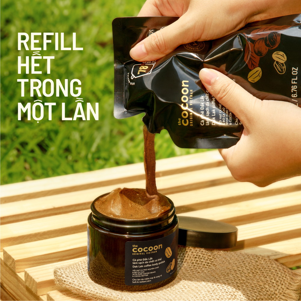 Túi Refill - Tẩy da chết cơ thể cà phê Đắk Lắk Cocoon cho làn da mềm mại và rạng rỡ 200ml