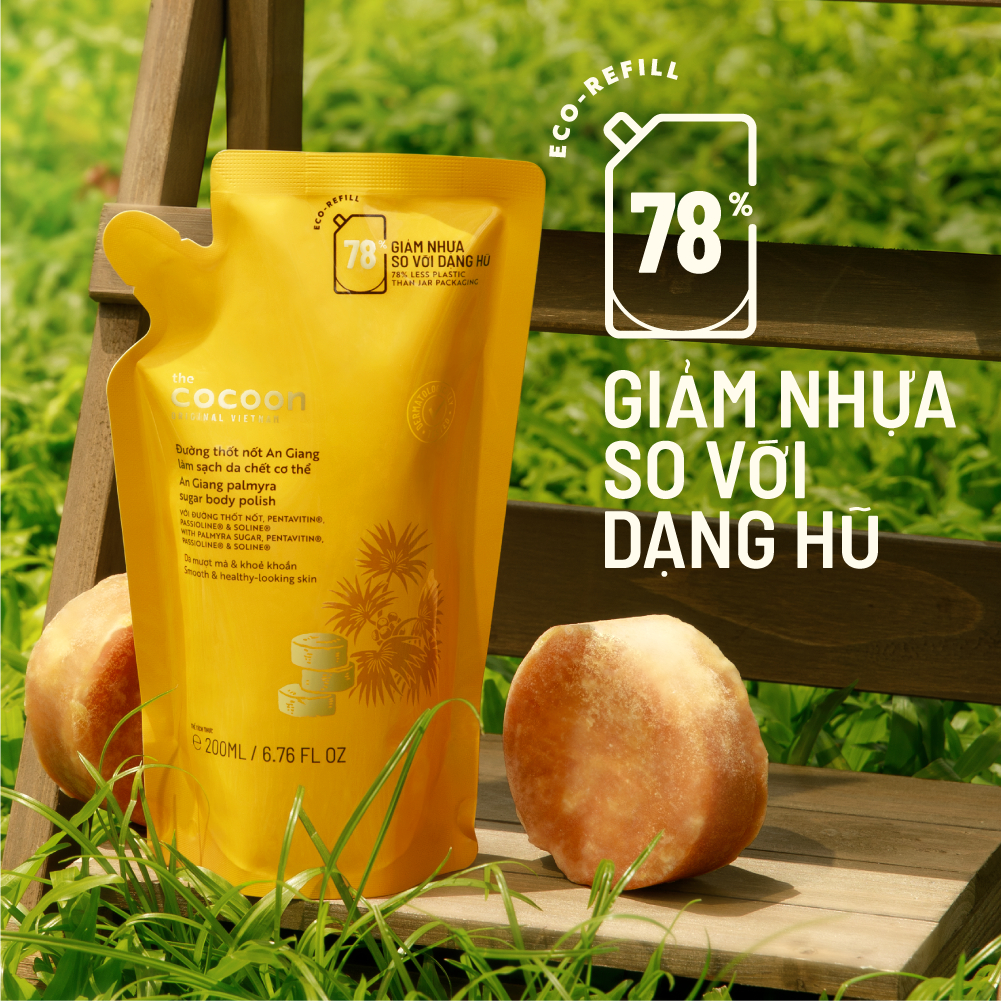 Túi Refill - Tẩy da chết cơ thể đường thốt nốt An Giang Cocoon 200ml