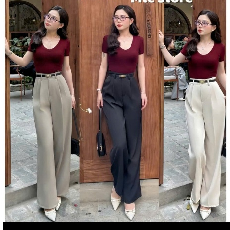 Quần BIGSIZE NỮ Ống Suông Lưng Cao, Quần Ống Rộng Vải Gold Nhật Hàng Cao Cấp Mềm Mướt, Dáng Dài 100cm