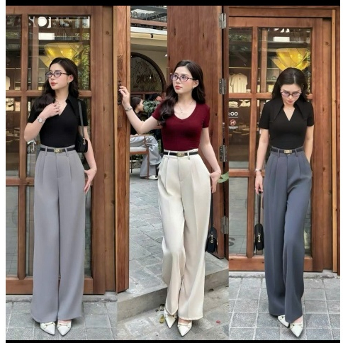 Quần BIGSIZE NỮ Ống Suông Lưng Cao, Quần Ống Rộng Vải Gold Nhật Hàng Cao Cấp Mềm Mướt, Dáng Dài 100cm
