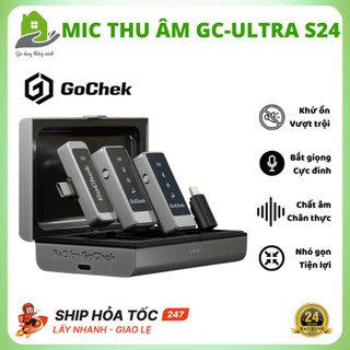 Micro Thu Âm Không Dây GoChek ULTRA S24 Tích Hợp 2 Chân Cắm, Sử Dụng Live, Quay, Ghi Âm, BH 24 Tháng