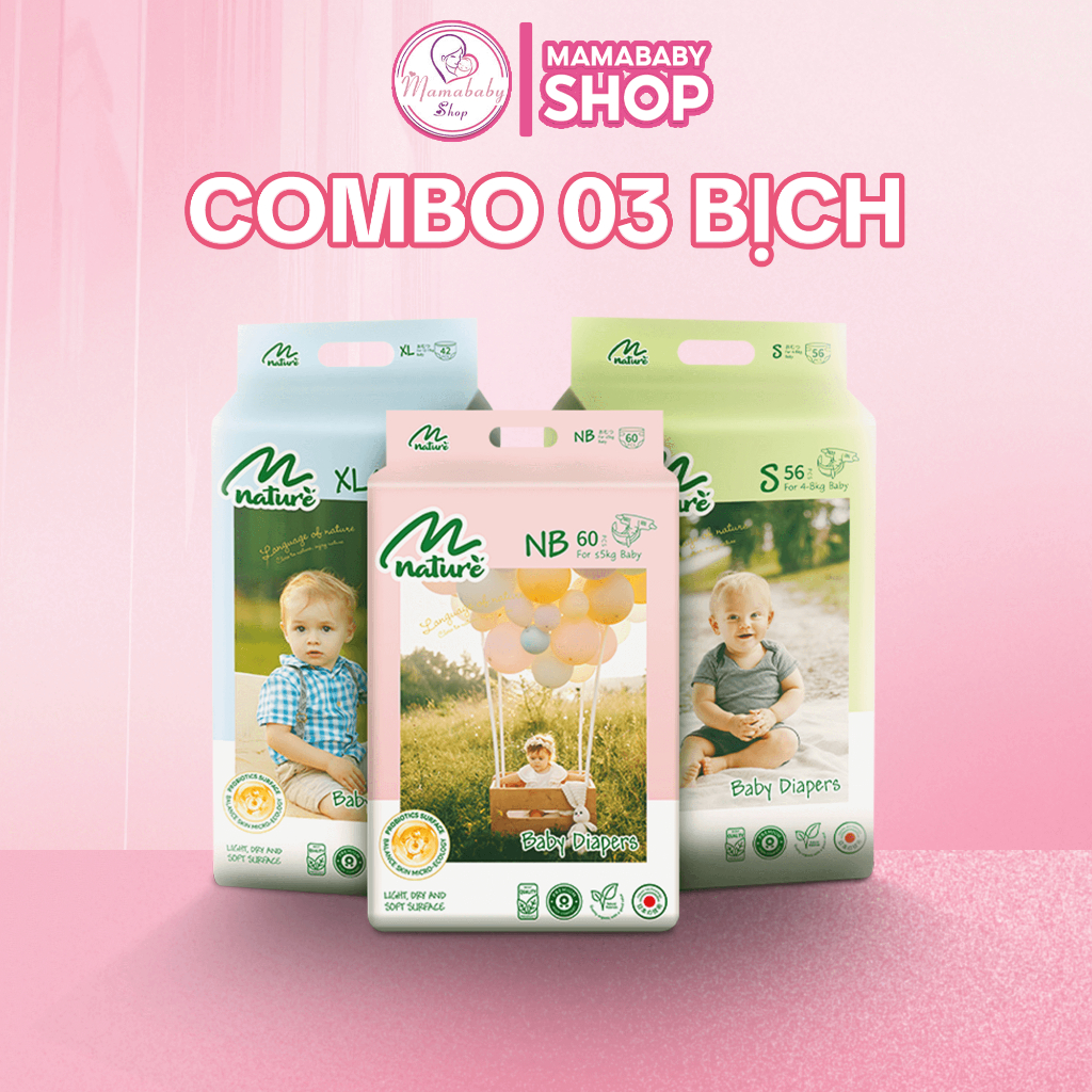 [Combo 3 Bịch] Tã Bỉm MOMO NATURE Bản Mới 2025, Bỉm Dán/Quần Chính Hãng Cho Bé Full Size