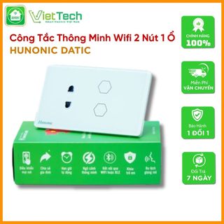 Công tắc cảm ứng wifi Hunonic Datic - 2 nút kèm 1 ổ cắm điều khiển kiểm soát trên điện thoại !