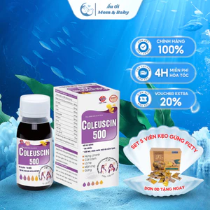 COLEUSCIN 500 Siro Ho Giải Cảm Cúm, Giảm Ho, Đờm An Toàn Cho Bà Bầu, Trẻ Sơ Sinh - Hộp 20 Gói/10ml