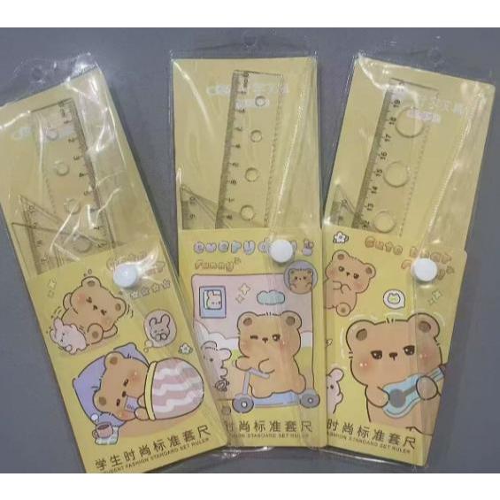 Bộ Thước Kẻ Đa Năng Hình Thú Ngộ Nghĩnh - Full Set [Thước Đo Góc, Thước 20cm, Thước Tam Giác]