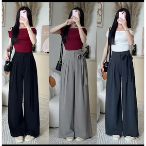 Quần ống rộng nơ buộc BIG SIZE hot trend 2025 dáng dài 103cm.