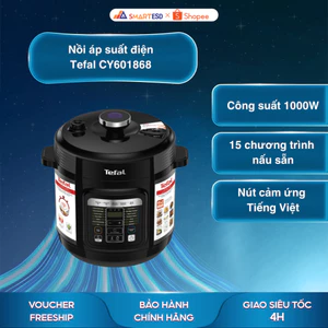 Nồi áp suất Tefal CY601868 6L - 15 chức năng nấu cài đặt sẵn - Bảo hành chính hãng 24 tháng