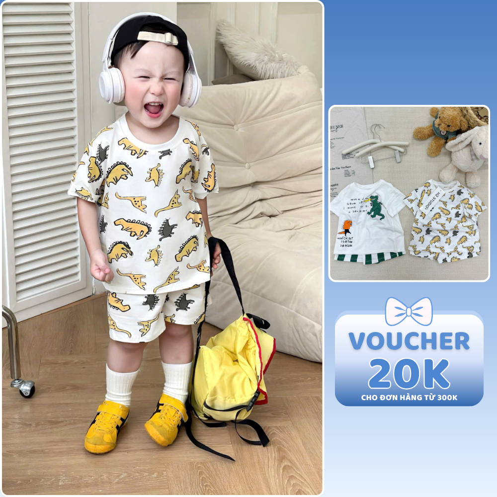 [À ƠI SHOP] T34- set 2 bộ cộc khủng long vàng và đen- a100.238