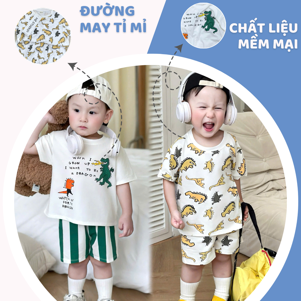 [À ƠI SHOP] T34- set 2 bộ cộc khủng long vàng và đen- a100.238