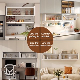 Tủ bếp treo tường đa năng Kệ chén có nắp đậy Chống bụi 360 độ Tủ đựng gia vị thép cacbon