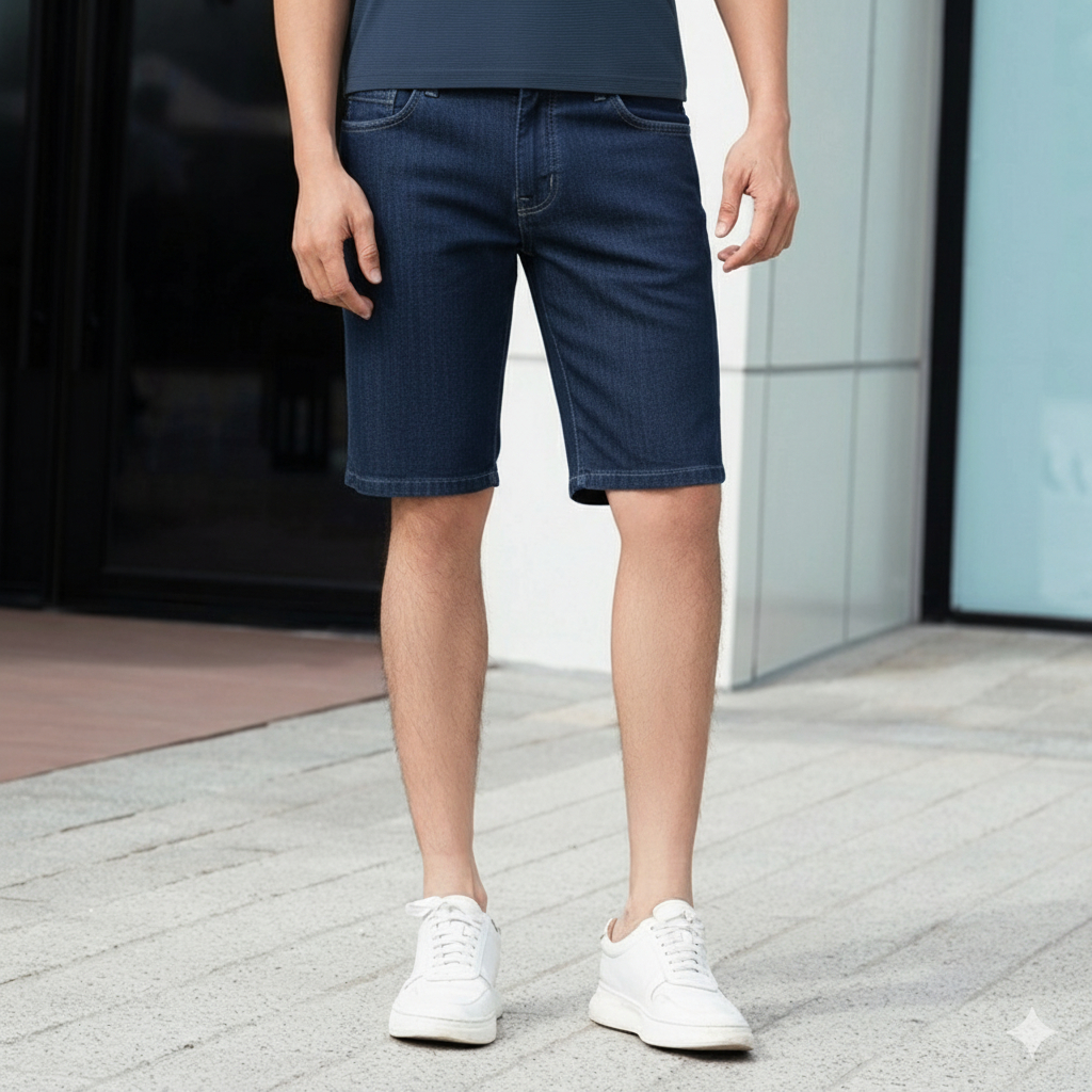 Quần short jeans nam MASCULINE MSJ604 cao cấp kiểu dáng cổ điển chất vải co giãn thoáng mát