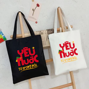 Túi tote có khóa kéo không khóa kéo YÊU NƯỚC TỪ TRONG NÔI túi vải canvas đeo vai đi chơi 35 x 40cm tota0231