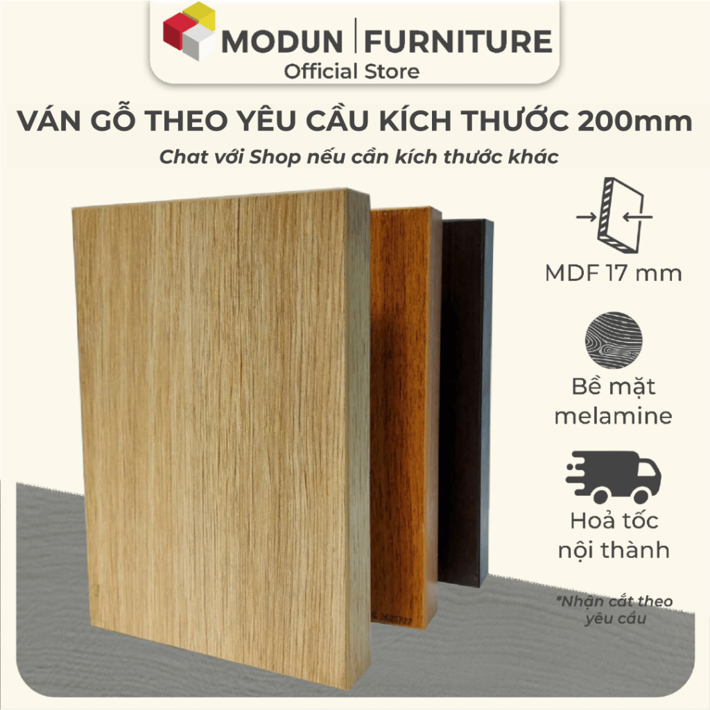 Tấm ván lẻ MODUN mvl200 (200mm) gỗ công nghiệp mdf dày 17mm, không cong ...