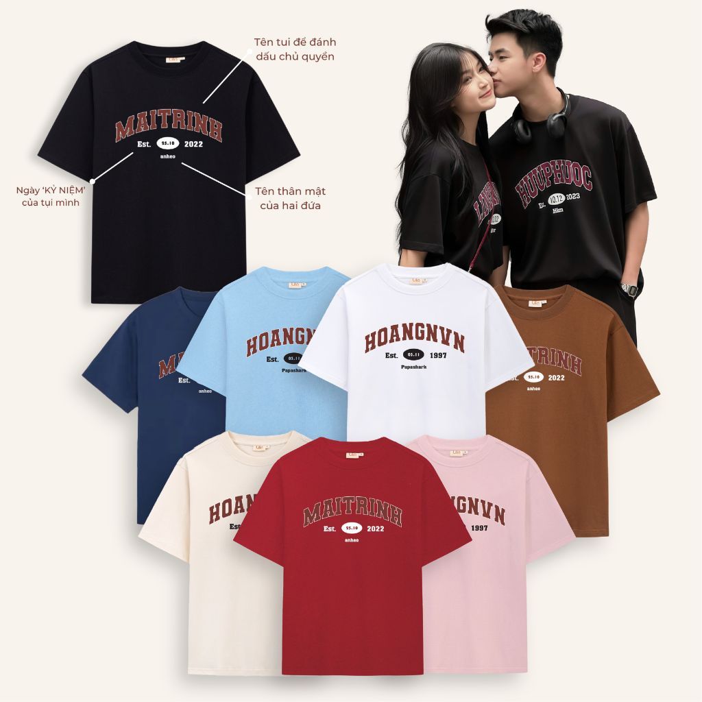 Áo phông đôi MY LOVE LILA in họa tiết tự chọn cho couple - Áo thun unisex vải Premium cotton quà tặng bạn trai bạn gái