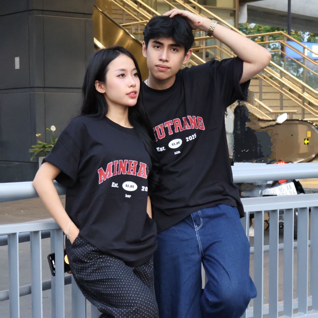 Áo phông đôi MY LOVE LILA in họa tiết tự chọn cho couple - Áo thun unisex vải Premium cotton quà tặng bạn trai bạn gái