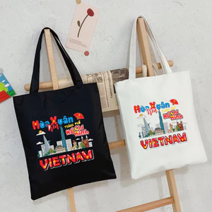 Túi tote có khóa kéo không khóa kéo Mùa Xuân Hồ Chí Minh túi vải canvas đeo vai đi chơi kích thước 35 x 40cm tota0228