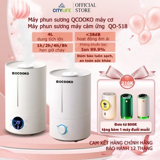 Máy tạo ẩm 4L QCOOKO-518 Chống ẩm mốc, UV diệt khuẩn 99%, Vận hành êm ái <35dB, Thích hợp phòng ngủ & văn phòng