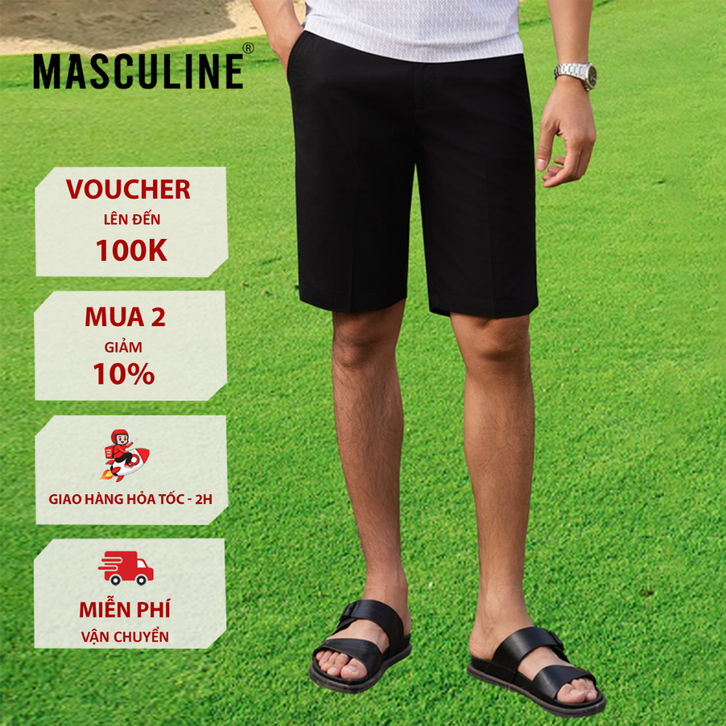 Quần short kaki MASCULINE Chính Hãng, Quần đùi nam cao cấp dáng regular fit – MSK25.2