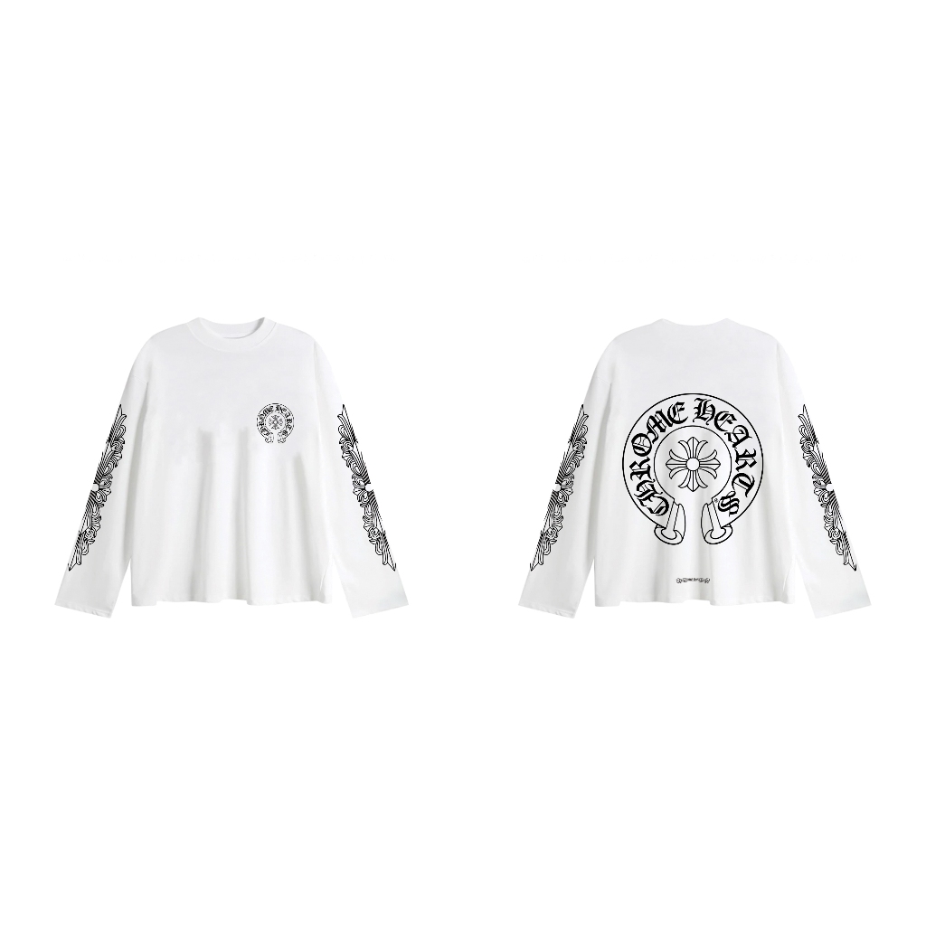 Áo thun dài tay nam nữ CHROME HEARTS ver1 vải cotton cao cấp form rộng basic oversize