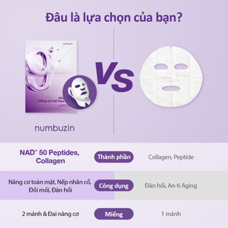 Mặt nạ giấy NUMBUZIN No.9+ Nad+ Bio Lifting-Sil Full Face Mask hỗ trợ nâng cơ, chống lão hoá 20ml