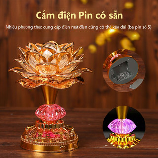 Đèn Thờ Hoa Sen - APEX Đèn Thờ Led Hình Hoa Sen - Đèn Led Đổi Màu Cao 16cm Dùng Pin Hoặc Điện