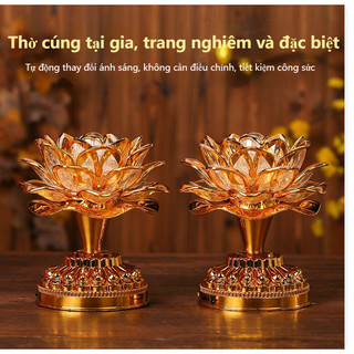Đèn Thờ Hoa Sen - APEX Đèn Thờ Led Hình Hoa Sen - Đèn Led Đổi Màu Cao 16cm Dùng Pin Hoặc Điện