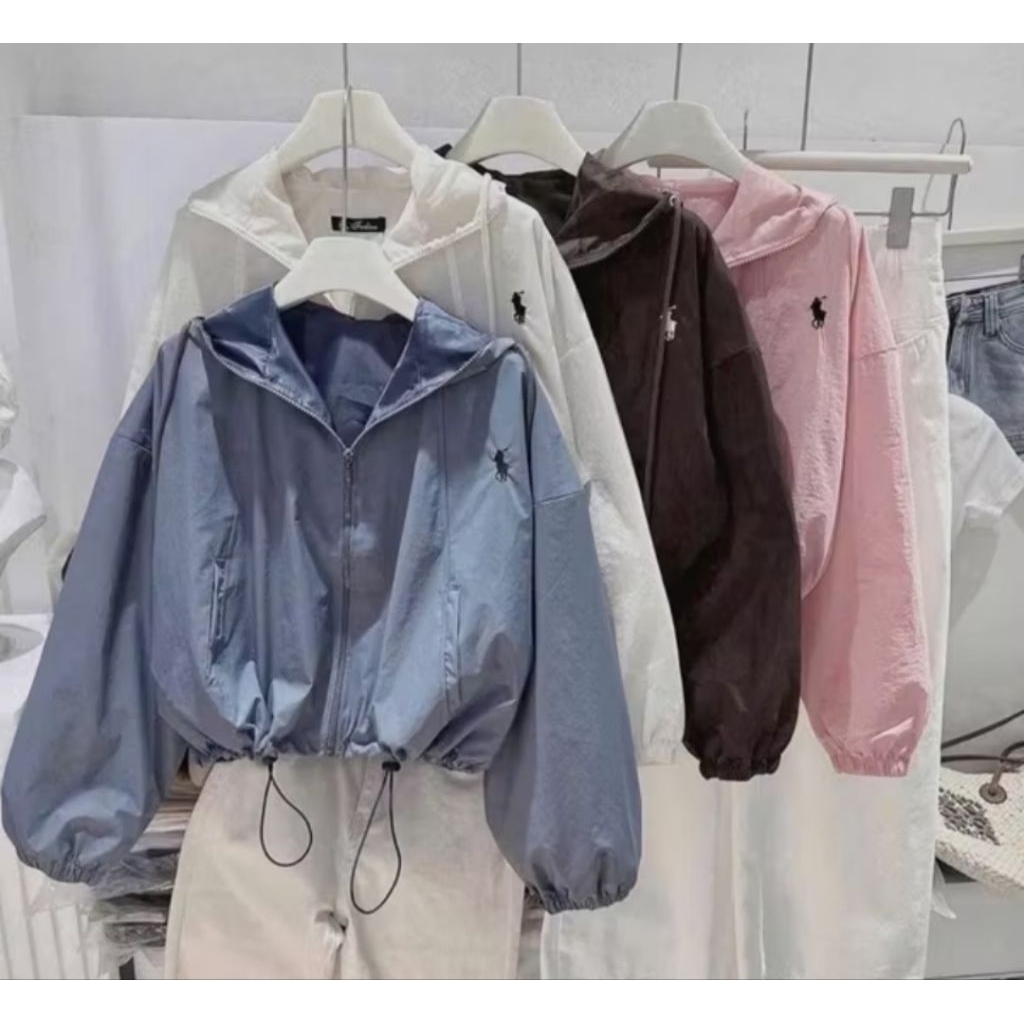 Áo khoác gió dù nữ 2 lớp dáng croptop, áo khoác nữ chống nắng nhăn dáng ngắn nắng gió lạnh thu đông