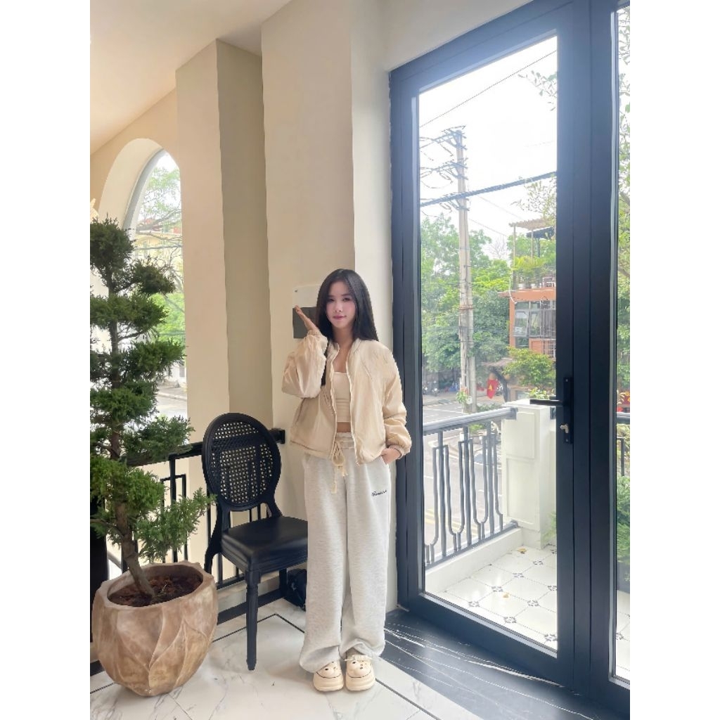 Áo khoác gió dù nữ 2 lớp dáng croptop, áo khoác nữ chống nắng nhăn dáng ngắn nắng gió lạnh thu đông