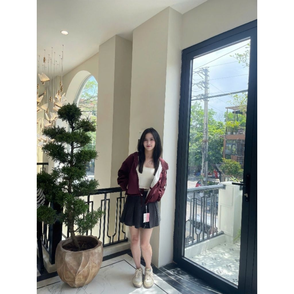 Áo khoác gió dù nữ 2 lớp dáng croptop, áo khoác nữ chống nắng nhăn dáng ngắn nắng gió lạnh thu đông