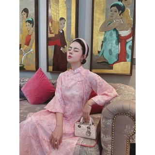 Áo Dài Mẫn Kỳ Cách Tân Dáng Suông Tơ Thêu Hoa Mềm Mại – Áo Dài Nữ 4 Tà Cao Cấp | Áo dài Phương Linh
