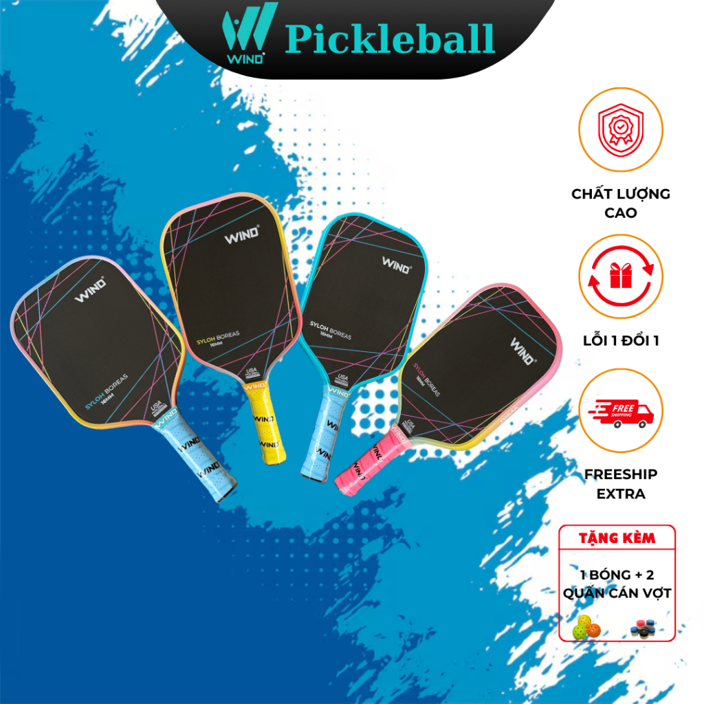 Vợt Pickleball WIND BOREAS - Carbon Graphite PRO Cao Cấp, Trải Nghiệm Kiểm Soát Và Sức Mạnh Tối Ưu