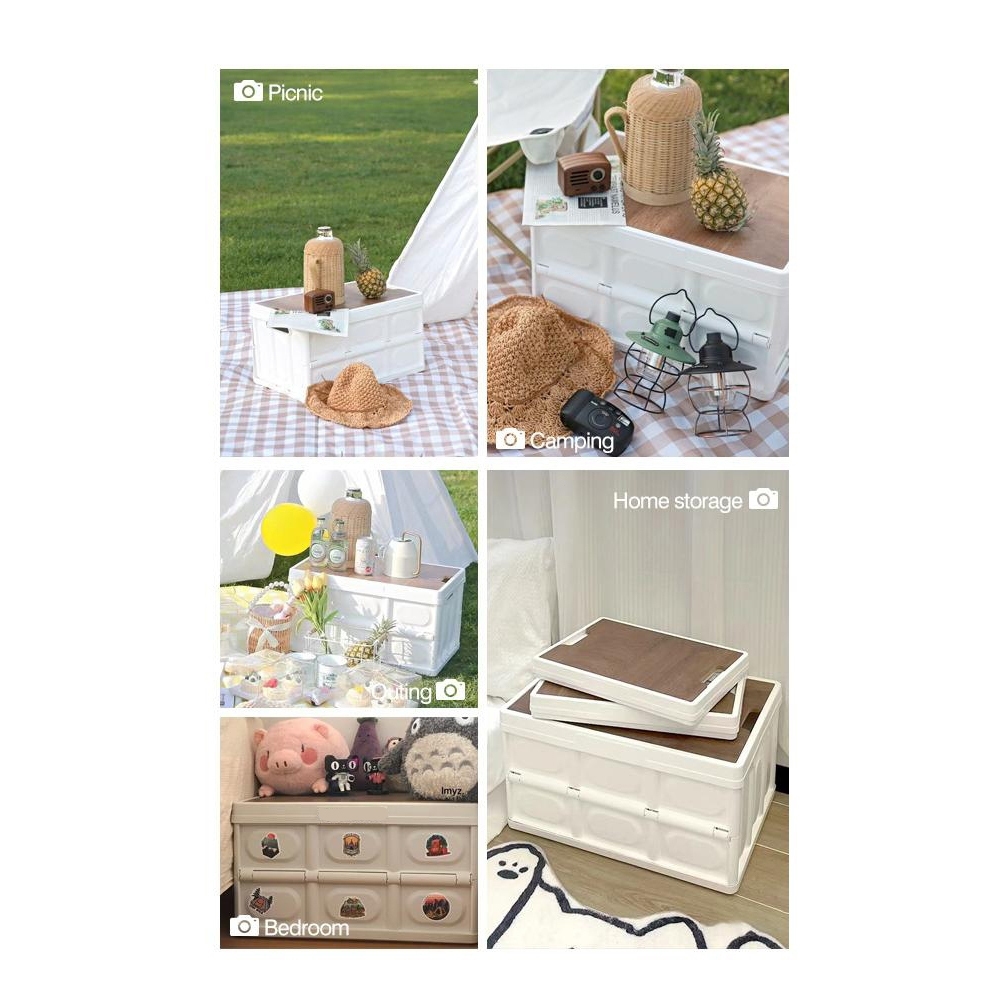 Bàn camping gấp gọn kết hợp hộp đựng đồ đa năng bằng nhựa, Khả năng chịu tải mạnh mẽ, Thùng trữ đồ | BigBuy360 - bigbuy360.vn
