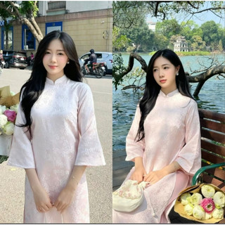 Áo Dài Cách Tân Gấm Châu Sa 2 Tà Vân Hoa Nổi – Áo Dài Nữ Dáng Suông Cao Cấp | Áo dài Phương Linh