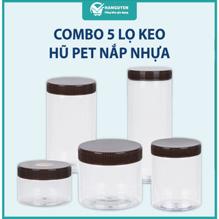 Combo 5 lọ keo, hũ pet nhựa Việt Nhật nắp nhựa đựng gia vị, đồ khô ms: 0884, 0885, 0886, 0887, 0888