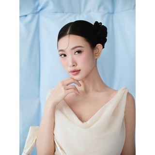 Đầm OLV cổ đổ chiết eo thanh lịch Ivory Chiffon Cowl Ruffled Mini Dress phù hợp đi tiệc đi chơi