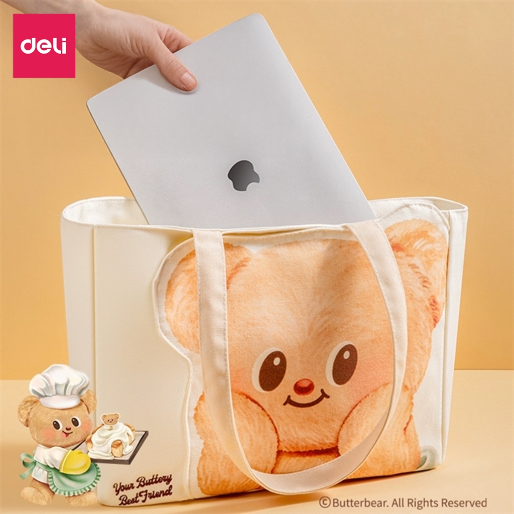 Túi Tote Túi Học Thêm ButterBear x Deli Siêu Dễ Thương Ngăn Chứa Rộng Đáp Ứng Mọi Nhu Cầu Học Sinh Sinh Viên