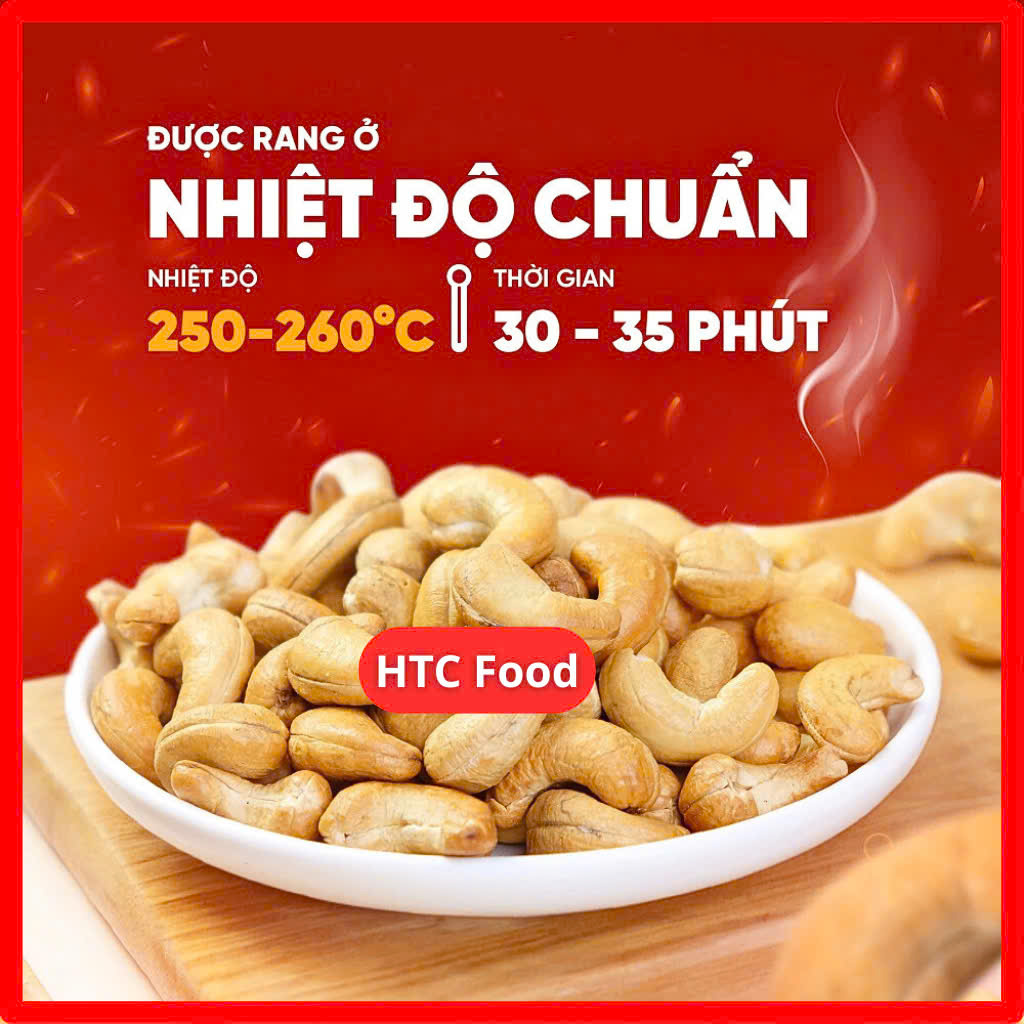 Hạt điều Việt Nam rang muối đã bóc vỏ chuẩn loại 1 giòn béo, hạt dinh dưỡng cao cấp, ăn vặt HTC Food