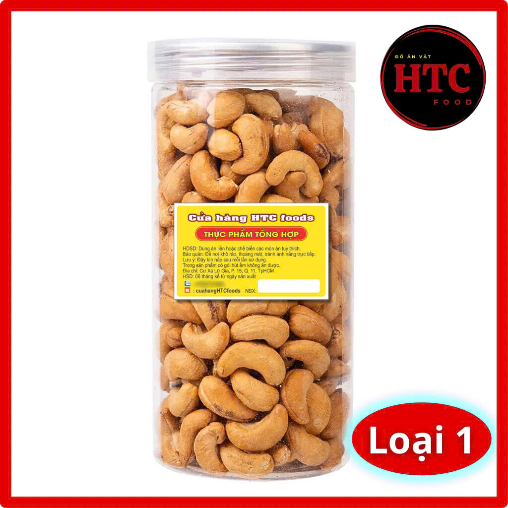 Hạt điều Việt Nam rang muối đã bóc vỏ chuẩn loại 1 giòn béo, hạt dinh dưỡng cao cấp, ăn vặt HTC Food