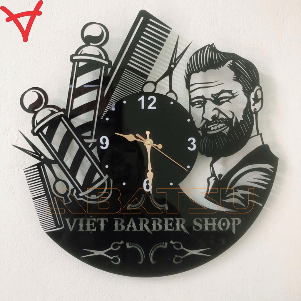 ( Bảo Hành 3 Năm ) Đồng Hồ Treo Tường  Abatsu Điểm Nhấn Chuẩn Chất Cho Tiệm Tóc – Barbershop