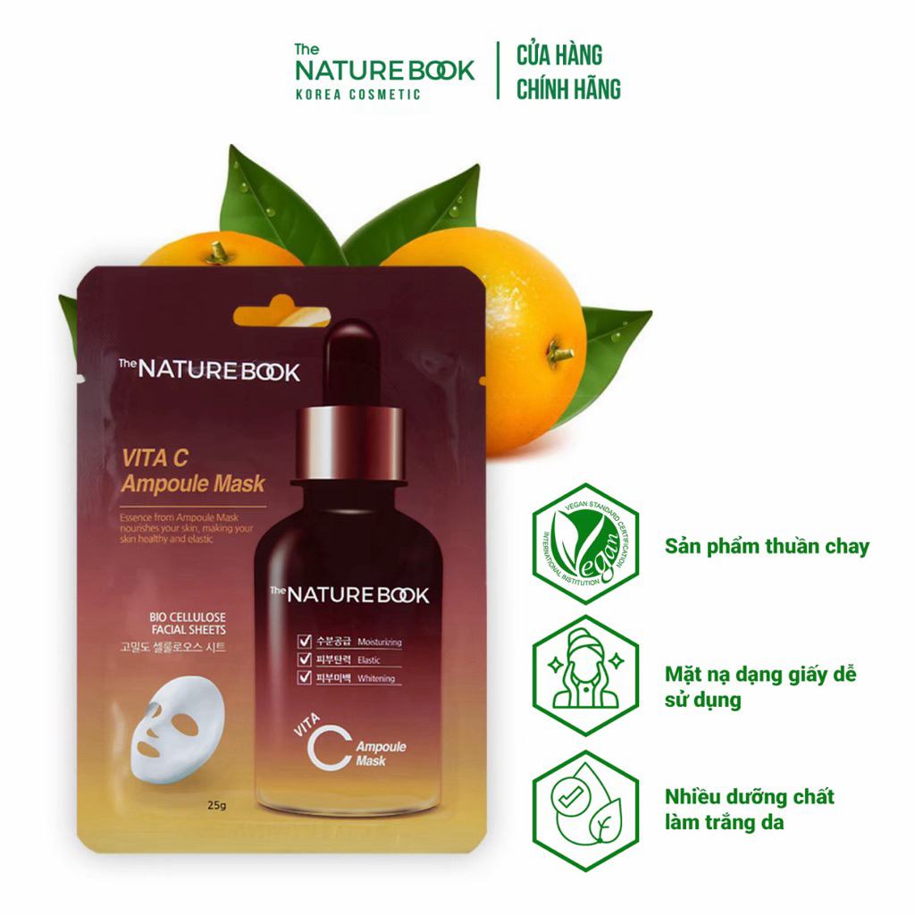 1 Miếng Mặt nạ dưỡng trắng da vitamin C The Nature Book Chính Hãng 25g ưỡng Trắng, Ngăn Ngừa Lão Hóa
