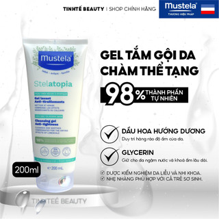 Gel Tắm Gội Cho Trẻ Sơ Sinh & Em Bé Da Chàm Thể Tạng Mustela STELATOPIA CLEANSING GEL 10ml-200ML