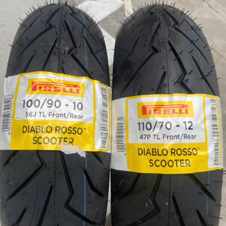 (110/70-12 & 100/90-10) Cặp vỏ Pirelli Diablo Rosso Scooter độ size ...