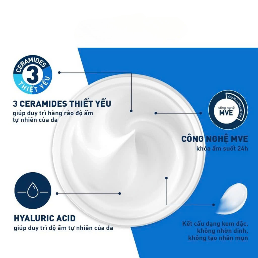 Kem dưỡng ẩm body CERAVE MOISTURISING CREAM phục hồi sâu và ẩm mịn suốt 48H toàn thân bảo vệ da 340g