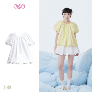 Áo bí babydoll OLV tay phồng dáng rộng dễ thương Cotton Puff Short Sleeve Top phù hợp đi chơi